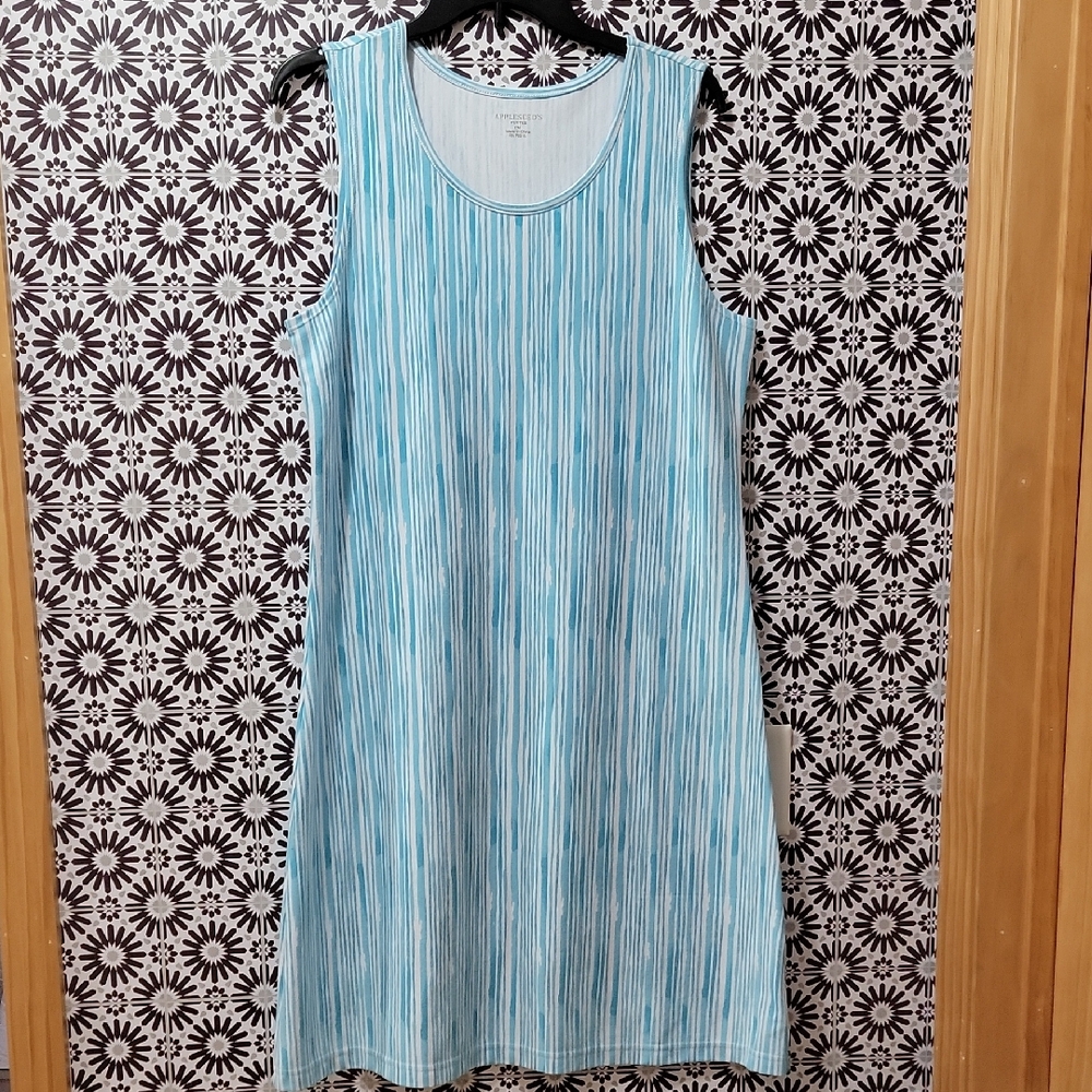 Appleseed's Aqua Striped Midi Dress
